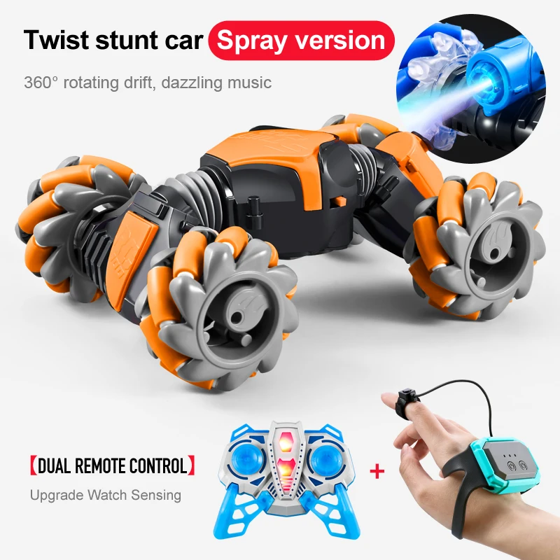 

2022 New High-tech RC car Watch Gesture Sensor 360 Rotation off-R oad Climbing Stunt Exhaust Spray Light Music Electronic Toy