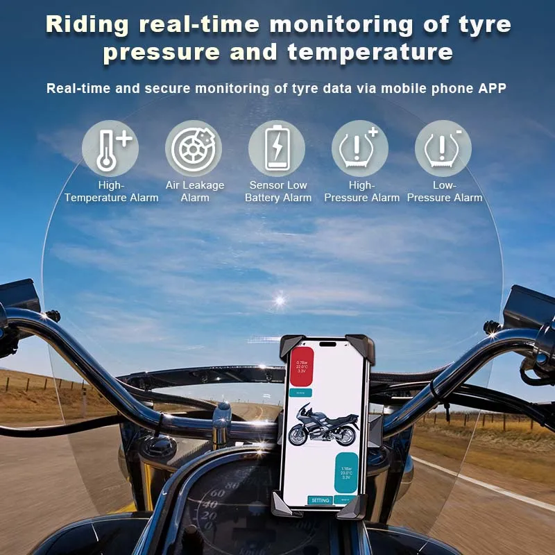 Developuck TPMS Bluetooth 5.0 Система контроля давления в шинах для автомобилей и мотоциклов с