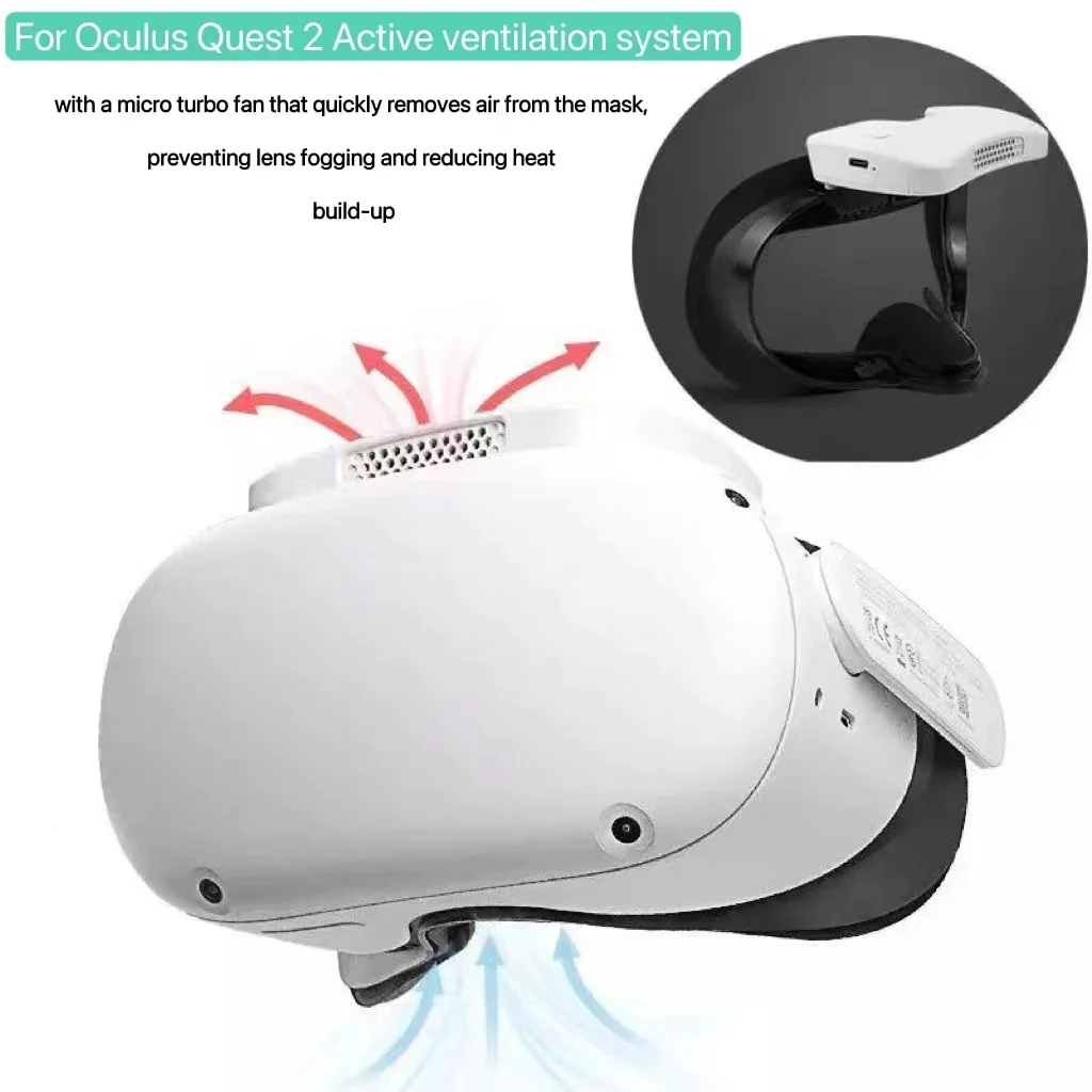 

F2 Active Air Facial Leather Pad for Oculus Quest2 Cooling Fan No Fog Relieve Accumulation of Hot Air and Lens Fogging