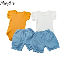 baby girl clothes newborn summer knitted cotton outfits ruffle sleeve tops shorts sets infants girl sleepwear