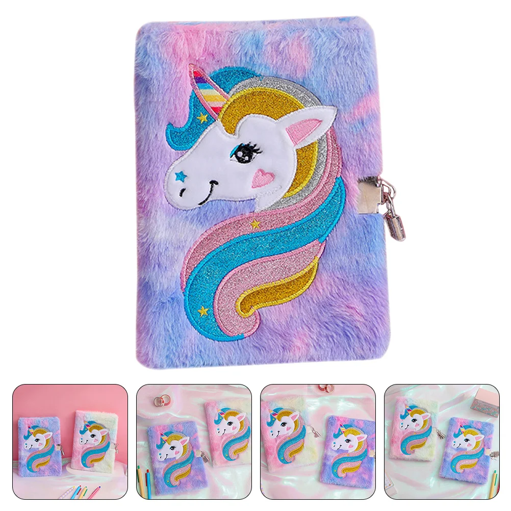 

Notepads Kids Notebook Lock Student Diary Lockable Magazine Adorable Dairy Cartoon Unicorn Cover With