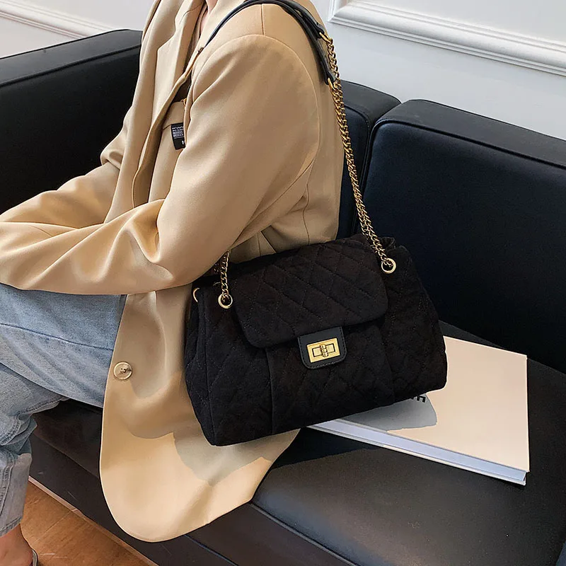 

Classic Canvas Tote Bags For Women Large Capacity Shoulder Bags Luxury Brand Shopping Tote Metal Chain Crossbody Bag satchels