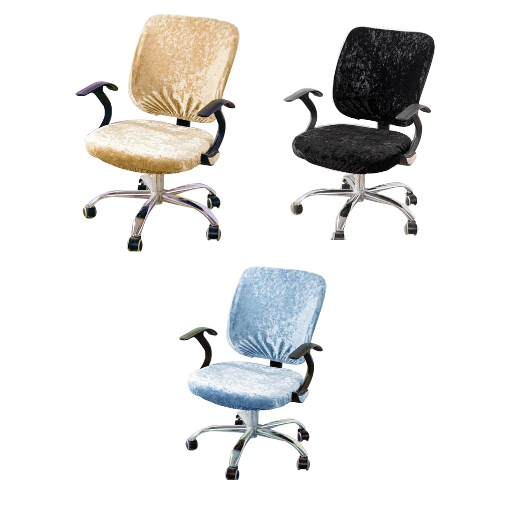 

2 Pieces Silver Fox Velvet Office Chair Cover Wear-resistant Detachable Multicolor Chairs Sheath Cushion Backrest Cover Gold