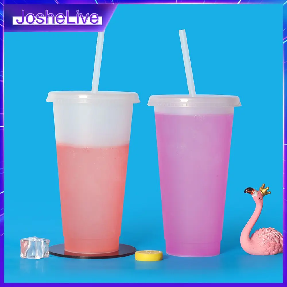 

Однослойные термобутылки для воды объемом 710 мл, прозрачная кофейная кружка, пластиковая кружка холодного цвета, меняющая цвет, креативная