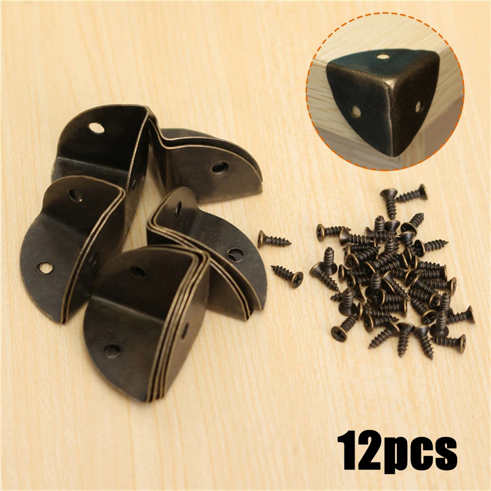 

12Pcs Brass Edge Corner Protector Bronze Decorative Metal Wine Gift Box Wooden Case Edge Corner Guard For Home Crafts Decoration