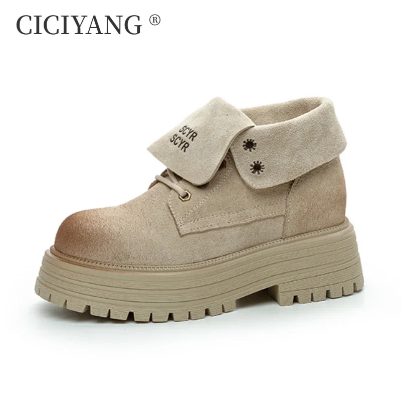 Женские ботильоны CICIYANG Новинка осени 2024 замшевые уличные походные ботинки из