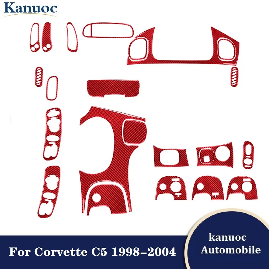 

Красные наклейки из углеродного волокна для Chevrolet Corvette C5 1998 1999 2000 2001 2002 2003 2004, декоративные аксессуары для салона автомобиля