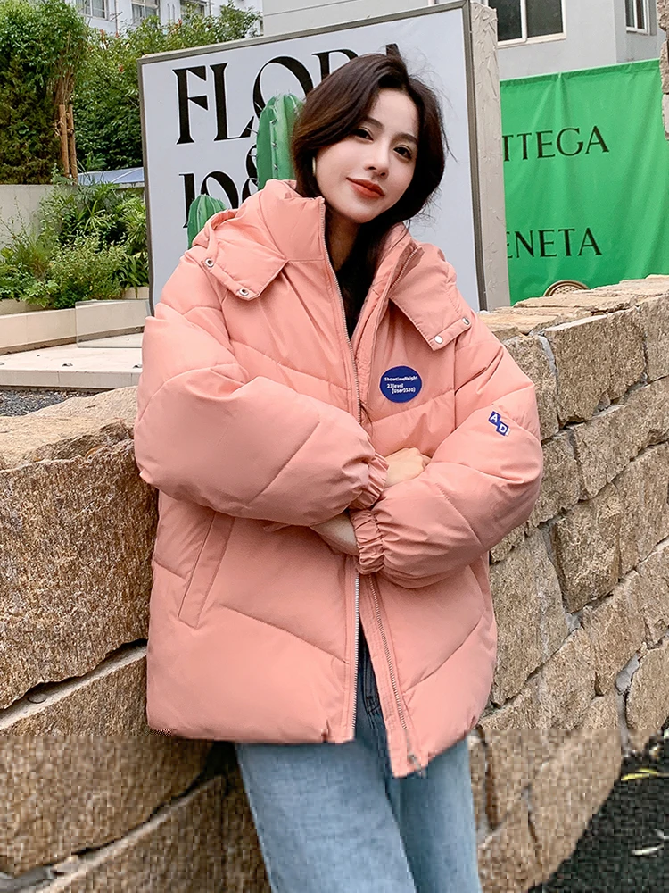 Purple Jacket Women Coat Hooded Winter Clothes 2023 Loose Cotton Padded Coat Thicken Warm Outerwear Female Parkas Fashion Jacket