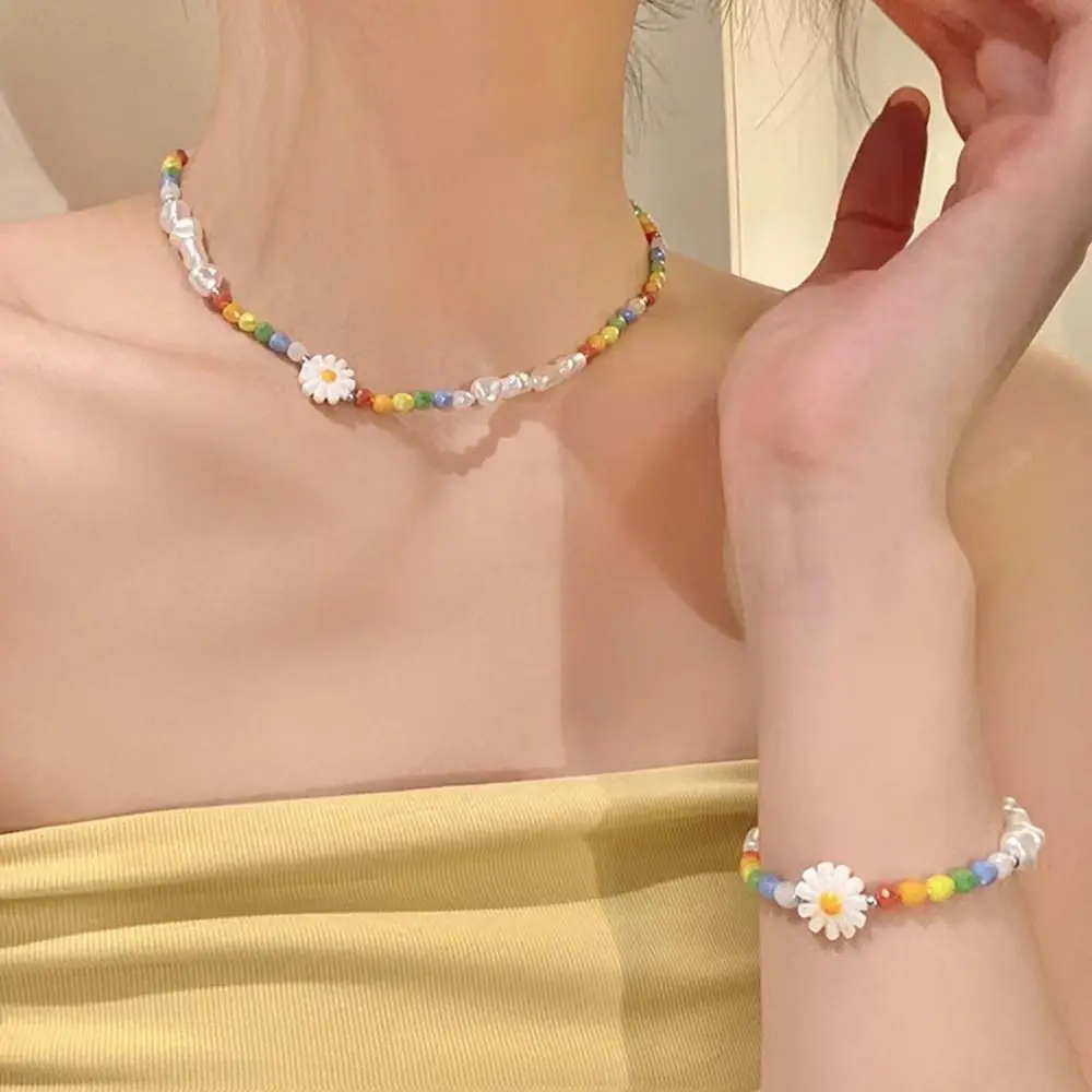

Baroque Imitation Pearl Women Necklace Sweet Bracelet Contracted Girl Flower Beaded Clavicle Cain Women Fashion Jewelry