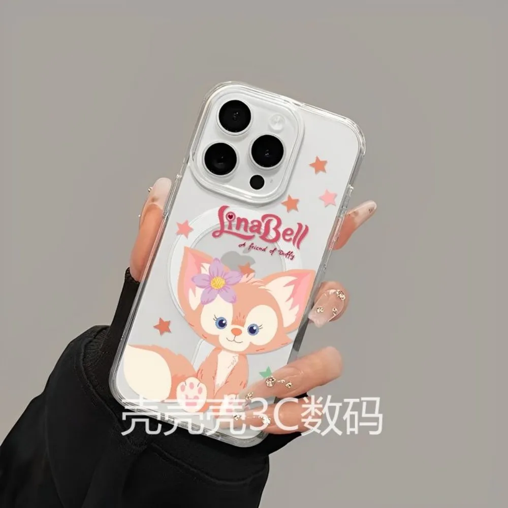 Фото ГОРЯЧАЯ НОВИНКА: Магнитный чехол для iPhone 17, 16, 15, 14, 13, 12, 11, 8, 7 Air Plus Pro Max – Мягкий прозрачный чехол из ТПУ с мультяшными персонажами LinaBellS и StellaLouS №3
