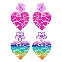 fishsheep trendy heart shape colorful acrylic drop earrings for women 2022 new korean love flower earring y2k jewelry gifts
