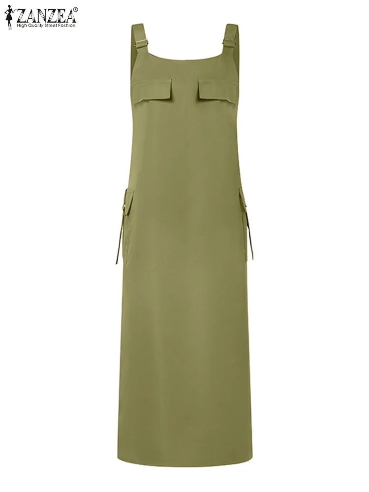 Женское летнее платье-комбинезон ZANZEA женское винтажное платье-карго на бретелях