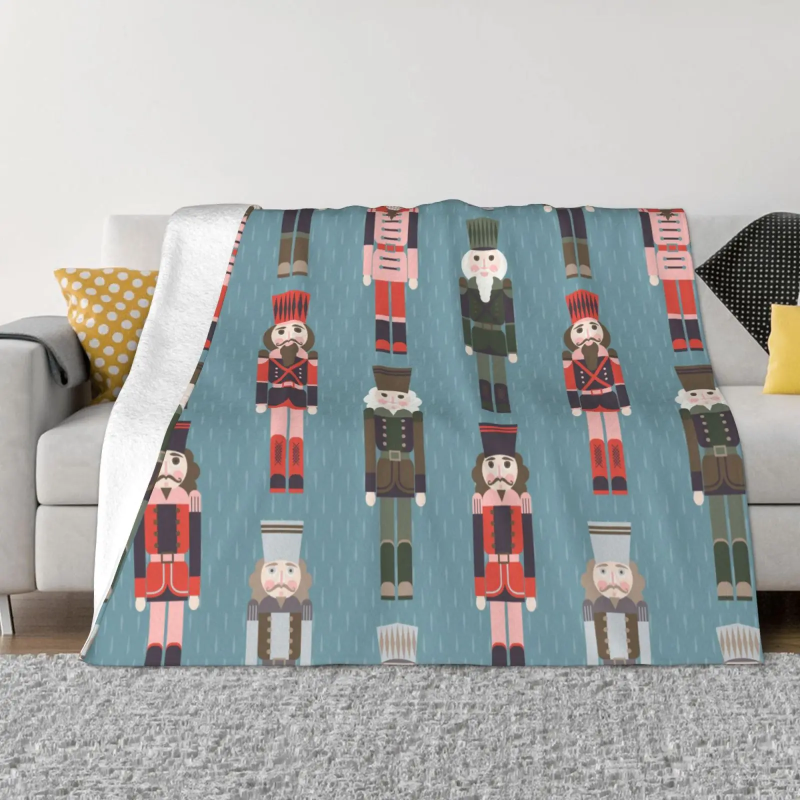 

Nutcracker Colorful Christmas Throw Blanket Holiday Blankets for Beds Flannel Throw Blanket Couch Single Side Printed 80x60 Inch