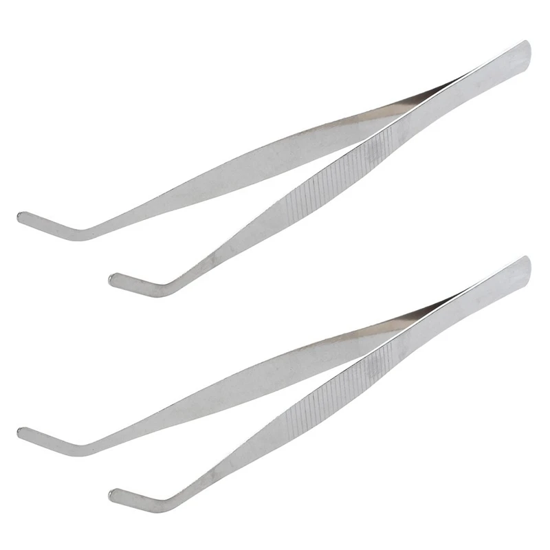 

TOP 2X Stainless Steel Tea Tongs Tweezers 7.3 Inch Long Silver Tone