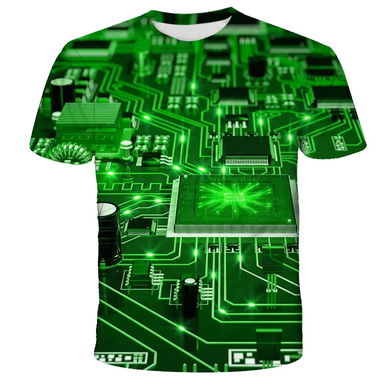 

3D Circuit Board T-Shirt Print Clothes Girl 3D TShirt Children Summer Clothes T-Shirt Boys Kids Street Fashion Fresh Motherboard