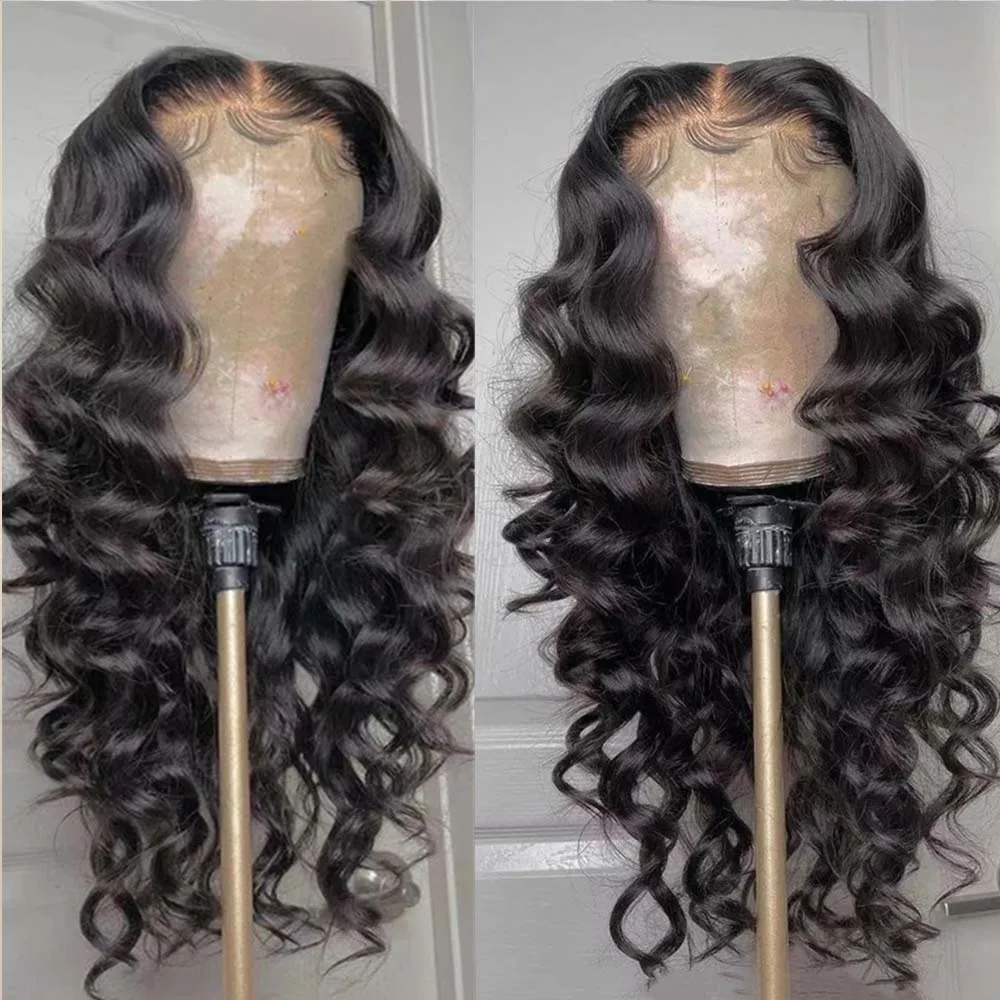 

Loose Deep Wave Wig Glueless Natural Black Hair Synthetic Full Lace Front Wigs For Women Heat Resistant Long Curly Headband Wigs