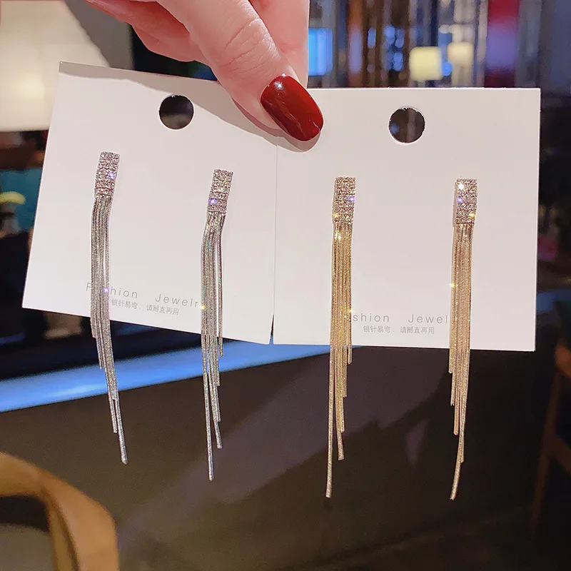 

New Silver Color Delicate Simple Earrings Tassel Long Style Eardrop Fashion Temperament For Woman Wedding Ear Ornaments