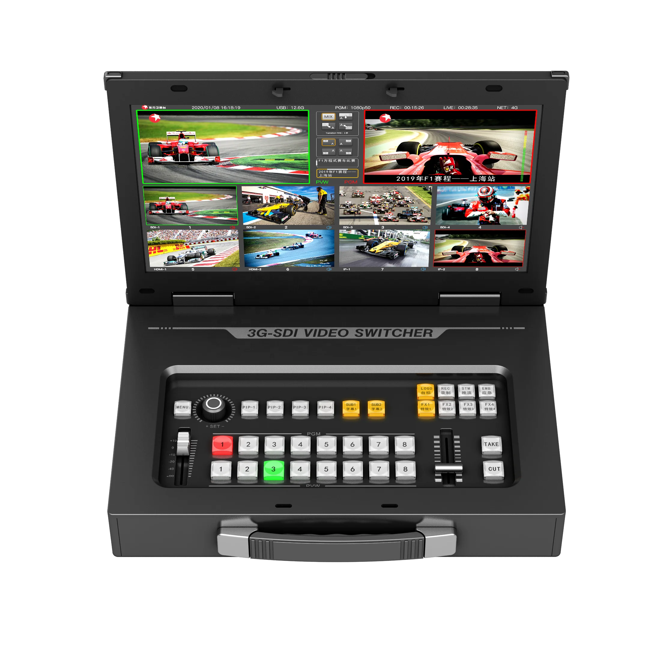 

Professional Most popular live streaming video director mixer TV broadcast equipment 8 channel portable SDI switcher