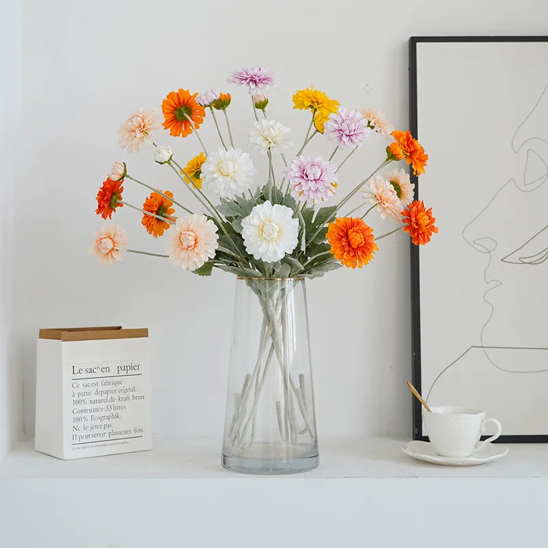 Искусственные цветы 2 шт. 60 см длинные ветки 4 маргаритки имитация цветов для