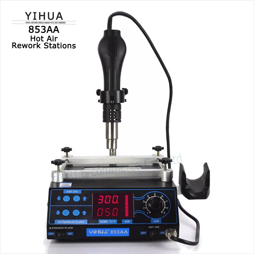 

Пистолет горячего воздуха YIHUA 853AA, инфракрасная станция предварительного нагрева, высокомощные многофункциональные станции переделки с и р...