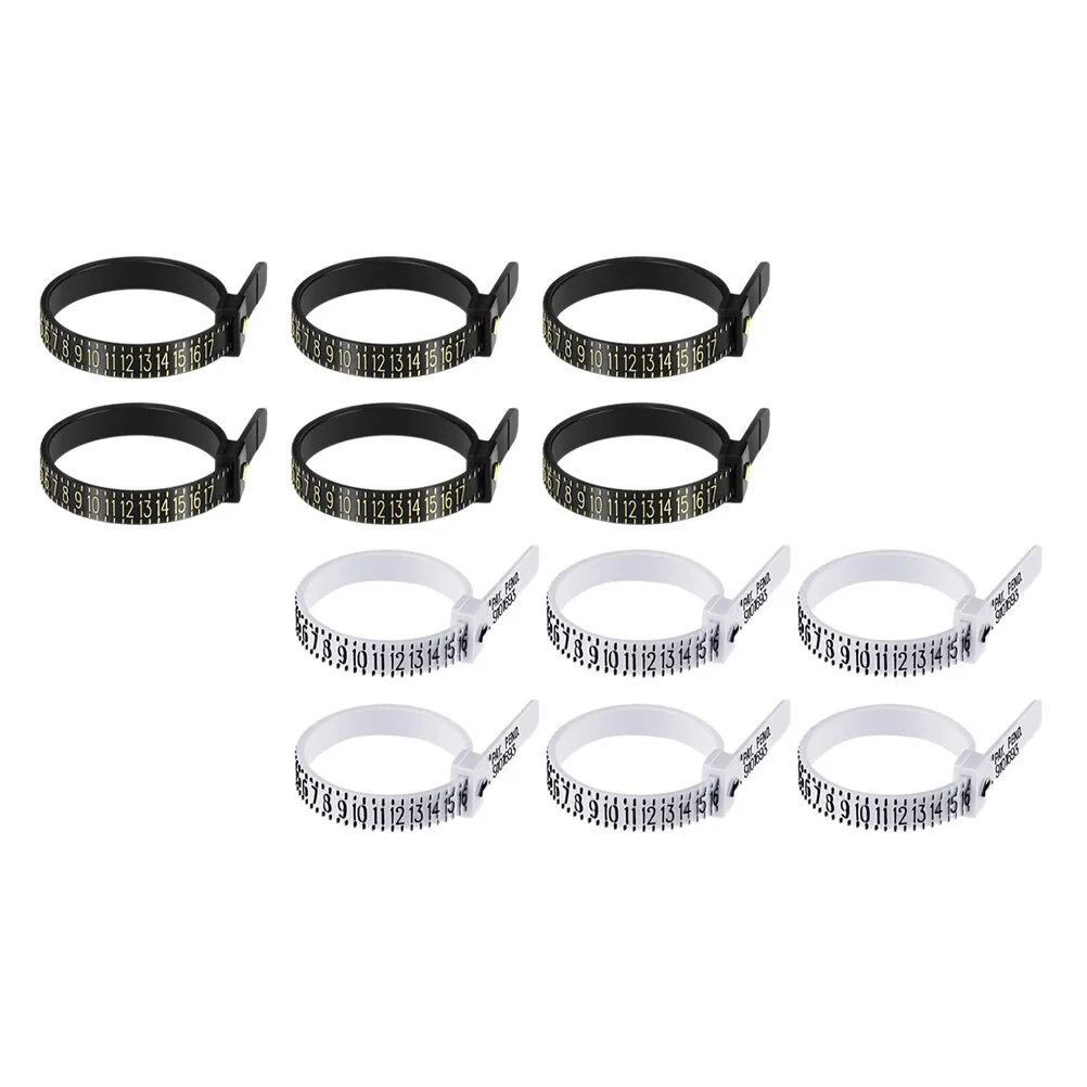 12 Pcs Plastic Jewels Mandrel Ring Size Measuring Tools Ruler Instrument Sizers Gauges