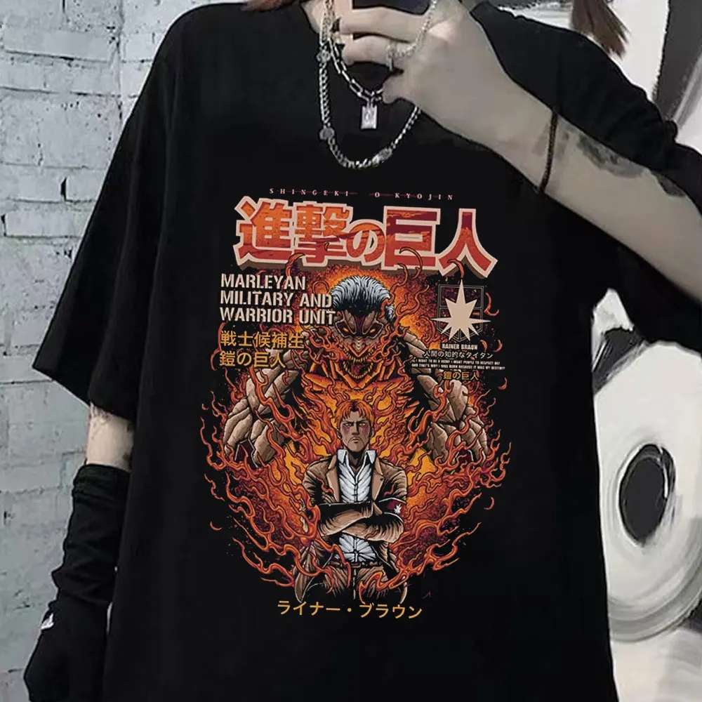 

Japanese Anime Attack on Titan Women's T-shirt Levi·Ackerman Eren Yeager Tops Summer Harajuku Loose Gothic Short Sleeve Tshirt