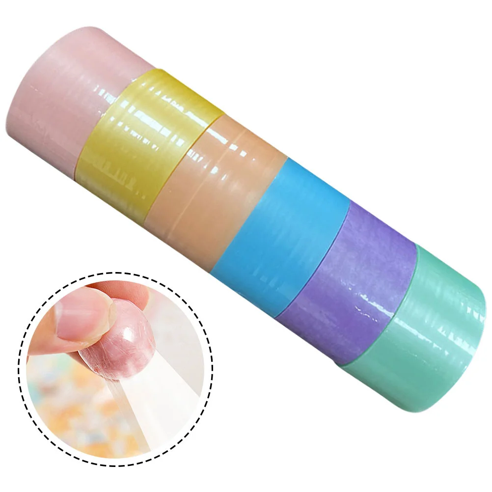 6 Rolls Clear Stickers Colored Washi Tapes Relaxing Sticky Tape Scrapbook Tape Decorative Decorative Masking Tapes Colored Tapes
