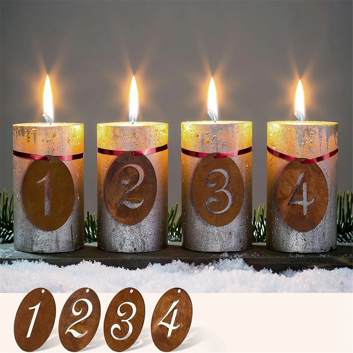 Рождественский декоративный венок с цифрами от ржавчины из состаренного металла