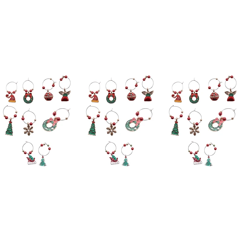 

36 шт. Подвески в виде бокалов для вина, рождественские тематические маркеры в виде бокалов для вина, милые кольца для напитков, бирки для рождественских вечеринок, сувениры