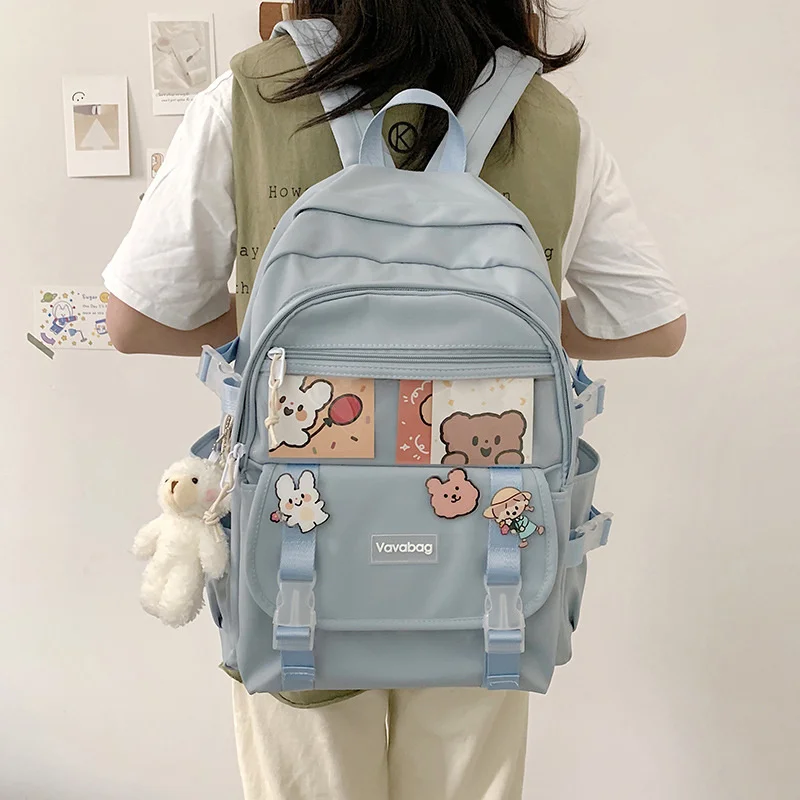 TRAVEASY 2022 Japanese High School Girls Cute School Backpack Women Nylon Bag Casual Travel Backpack Student Bookpack