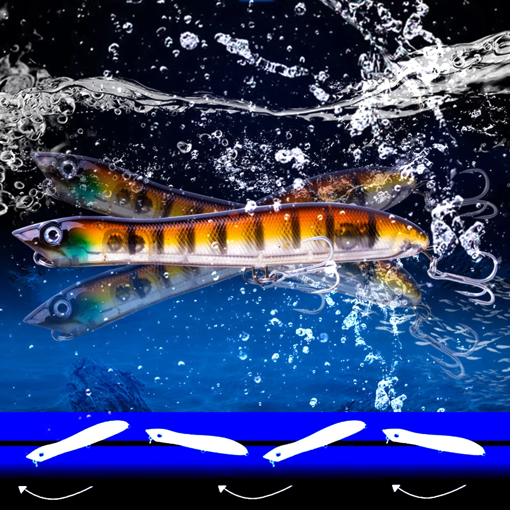 CCLTBA Hard Plastic Popper Fishing Lures 12cm 17.8g Float Snakehead Topwater Popper Bait Walk the Dog Rattle Wobble Bass Lure