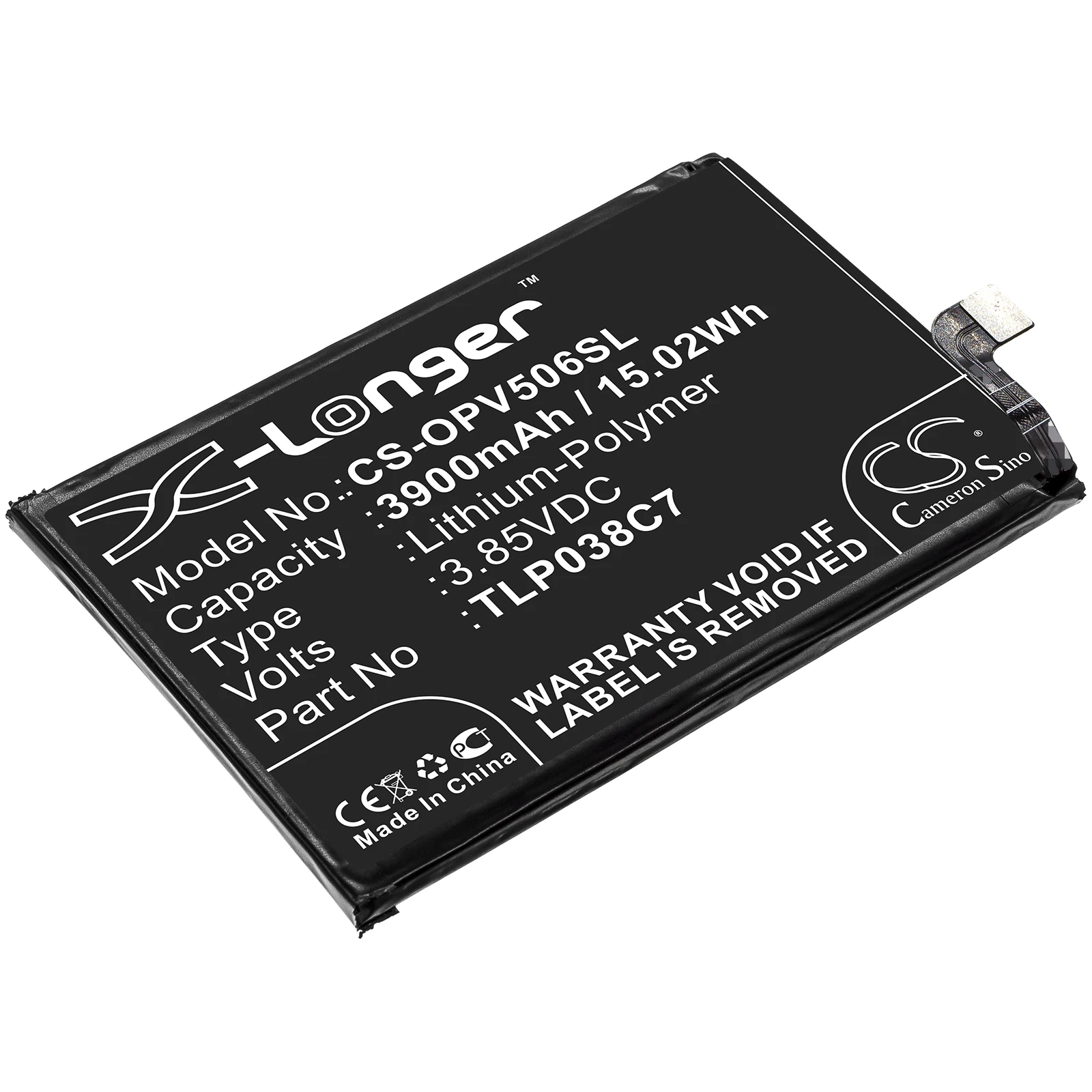 

CS 3900mAh / 15.02Wh battery for Alcatel 5V, OT-5060A, OT-5060D TLP038C7