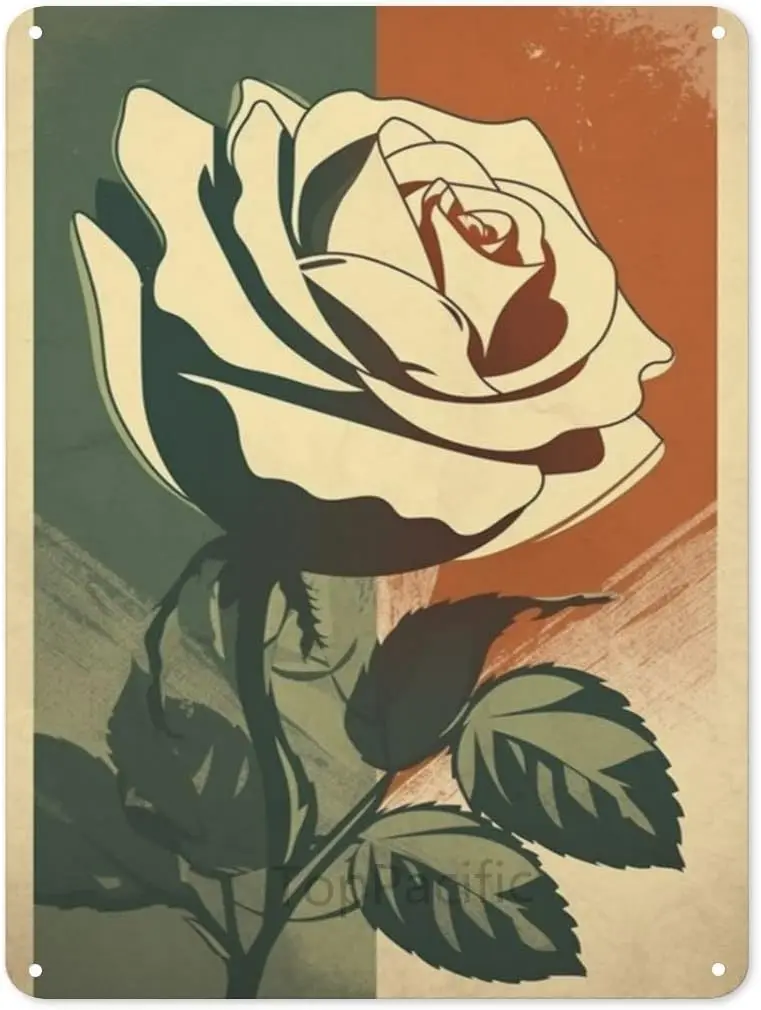 

White Rose Tin Sign Art Poster Tin Sign Metal Home Decor Vintage Wall Decor