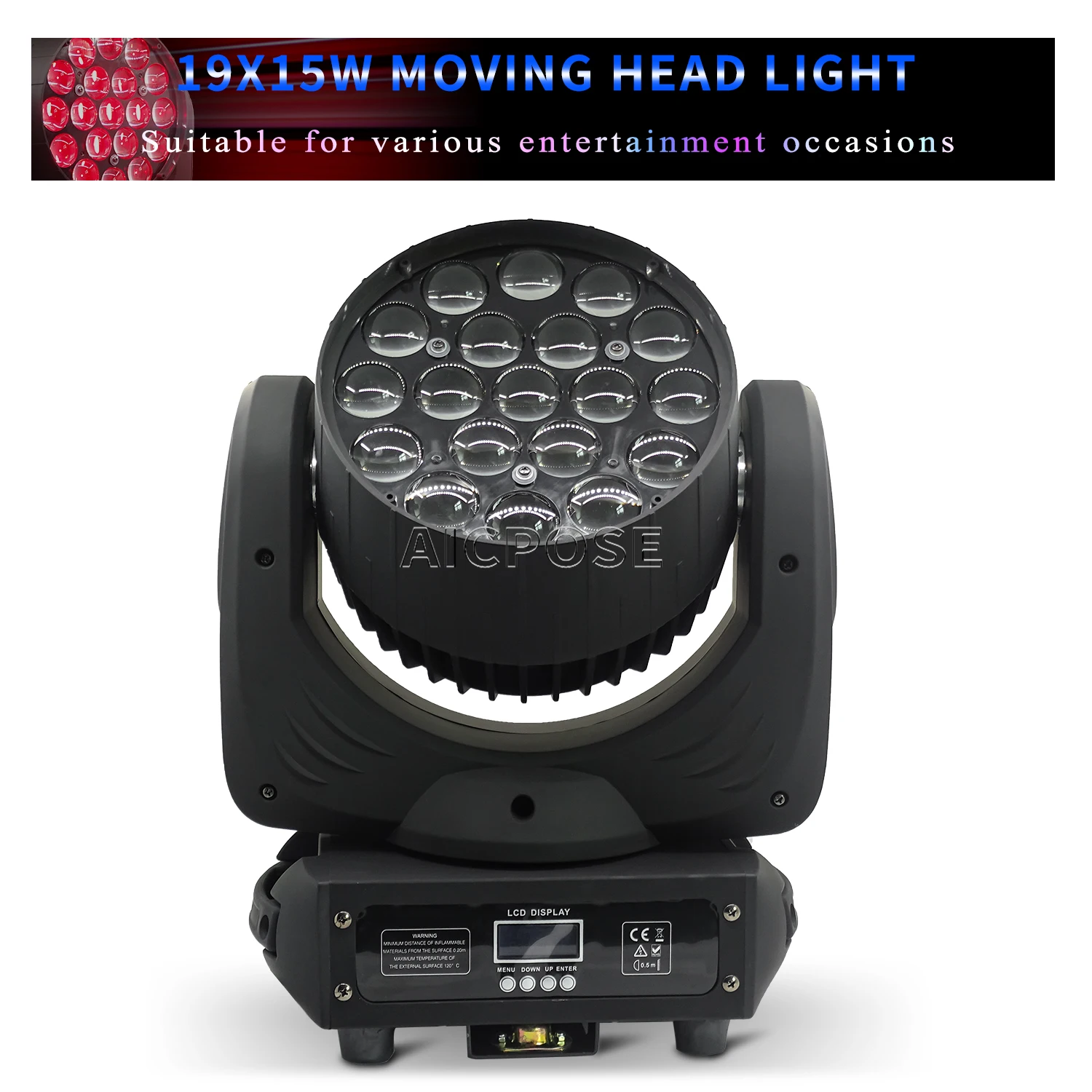 

19x15W RGBW 4 in 1 LED Moving Head Lamp Stage Zoom Spotlight DMX Control Professional DJ Disco Large Event Stage Show