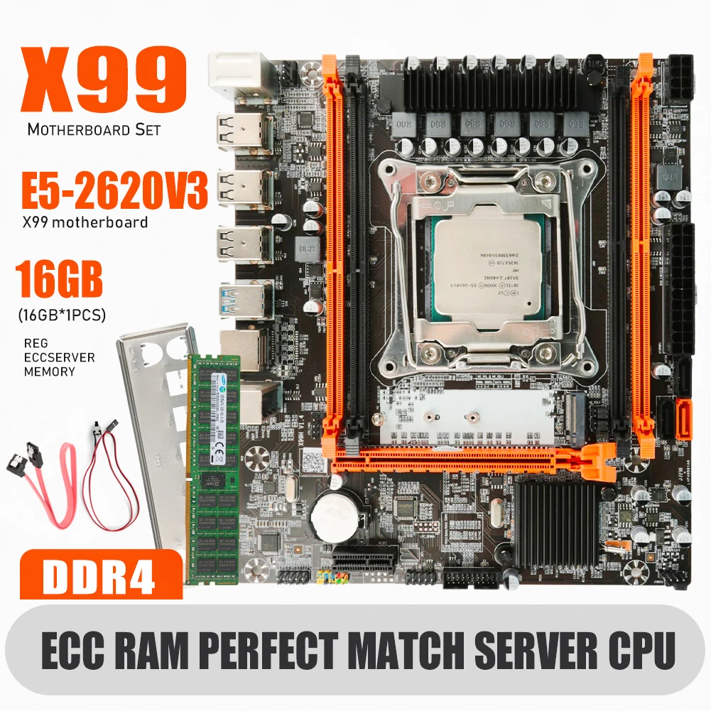 

X99 Motherboard LGA 2011-3 DDR4 ATX USB3.0 NVME M.2 Slots Support REG ECC Memory Intel Xeon E5 V3 CPU Processor Mainboard