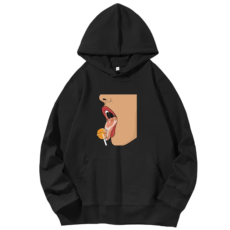 

Lollipop Girl Lips Bad Bitch Fresh Dope Swag fashion graphic Hooded sweatshirts cotton Hooded Shirt streetwear Men's clothing