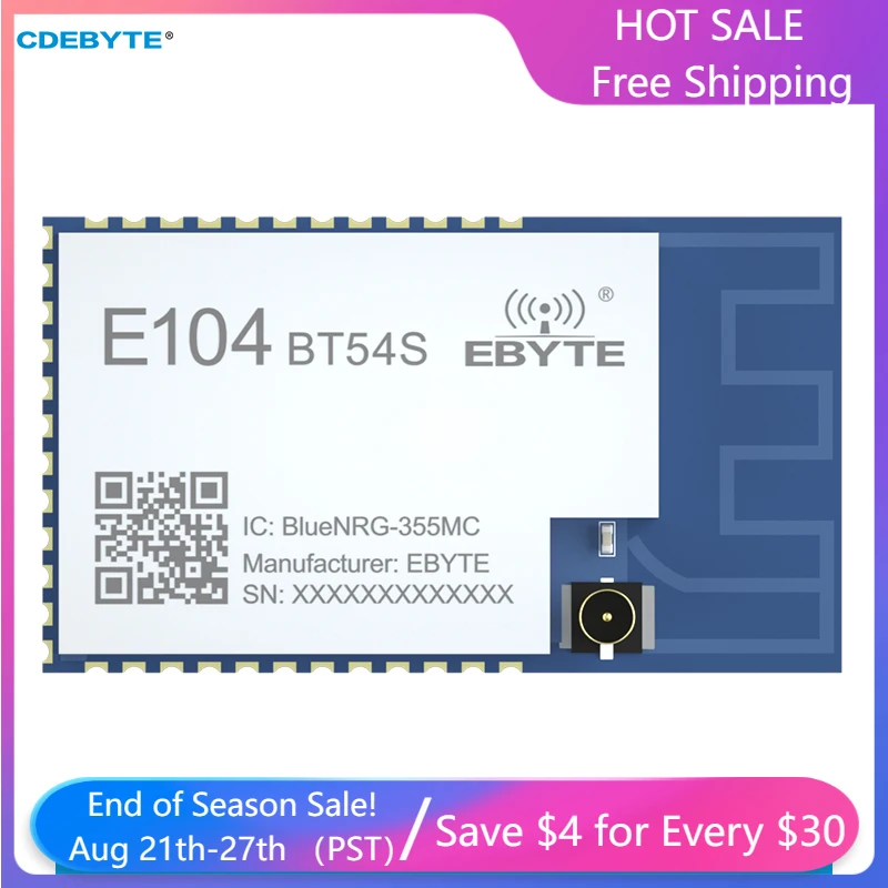 Bluetooth-трансивер BLUENRG355MC BLE5.1, 2,4 ГГц, 300 м, E104-BT54S, TTL, 8 дБм, SMD, 5 шт.