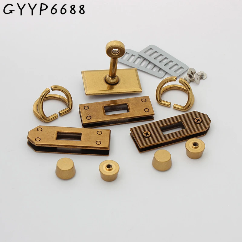 

1-20 комплектов Старые Золотые прямоугольные металлические сумки с замком роскошная кожаная сумка с люверсами заклепками застежка для сумоч...