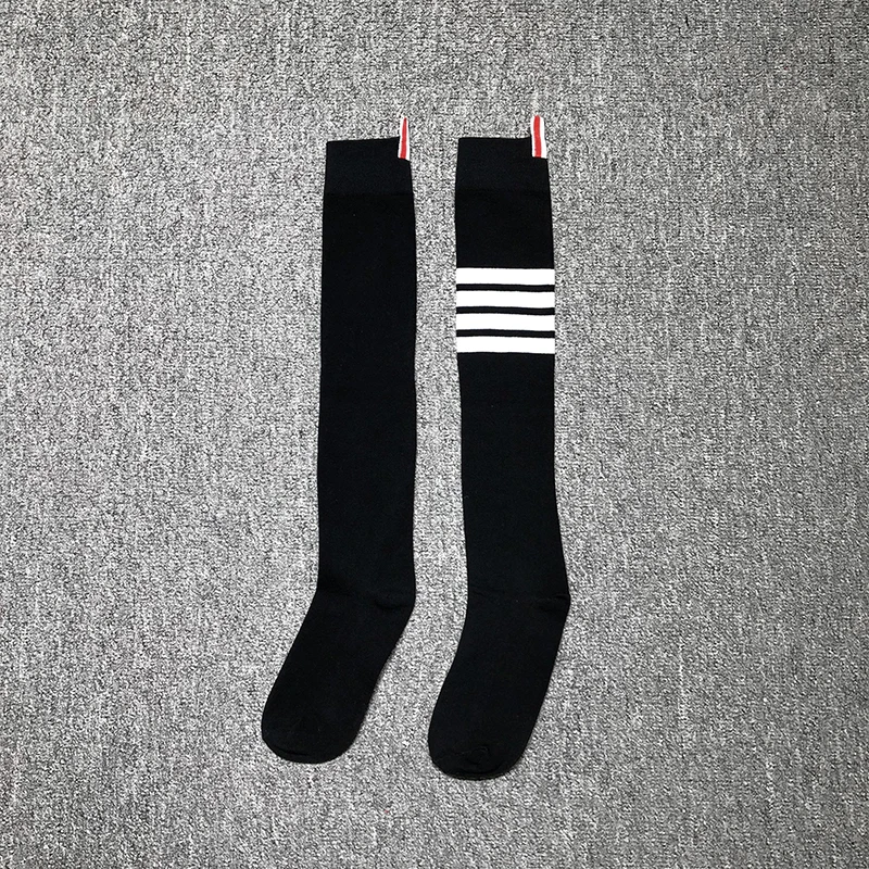 

Носки TB THOM, роскошные брендовые Белые Повседневные хлопковые носки в Корейском стиле 4-Bar в полоску, мужские/женские носки высокого качества