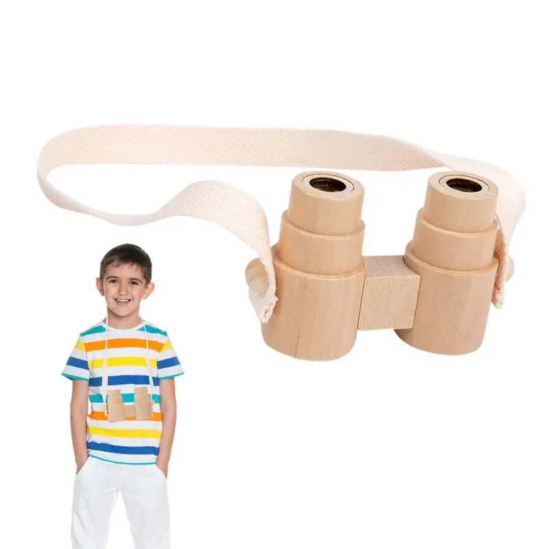 

Детские бинокли, регулируемые детские складные искусственные деревянные детские бинокли, игрушки для улицы для мальчиков, девочек, малышей