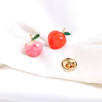 fashion simple cute pink dripping oil brooch women clothes fixed anti glare fruit collar pin holiday gift jewelry accessories