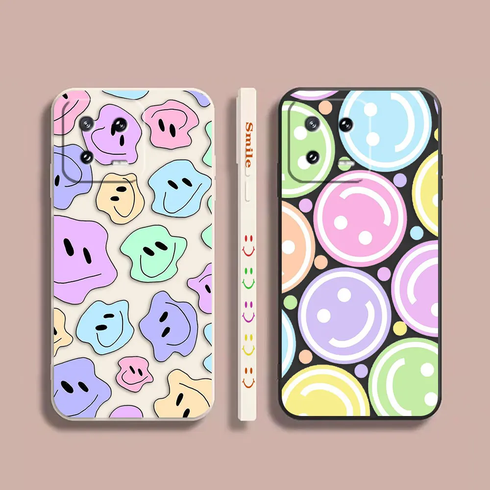 

Case For Xiaomi PCOO F3 M3 X2 X3 6X 8 MIX 2 2S 3 4 3 4 5 GT Pro 4G 5G Simple Liquid Silicone Case Happy Funny Face