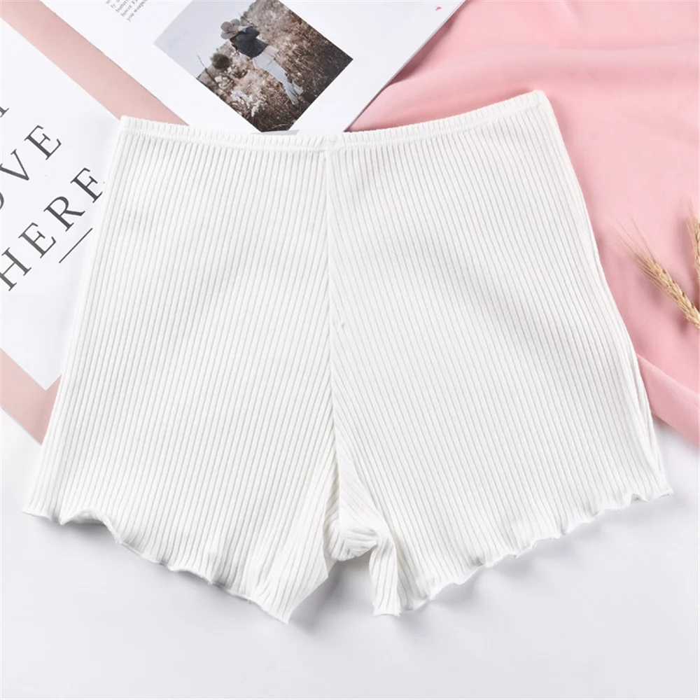 Women Safety Short Pants Lingerie Panties Security Ribbed Striped Seamless Elastic Underwear Anti Chafing Thigh Band Underpants