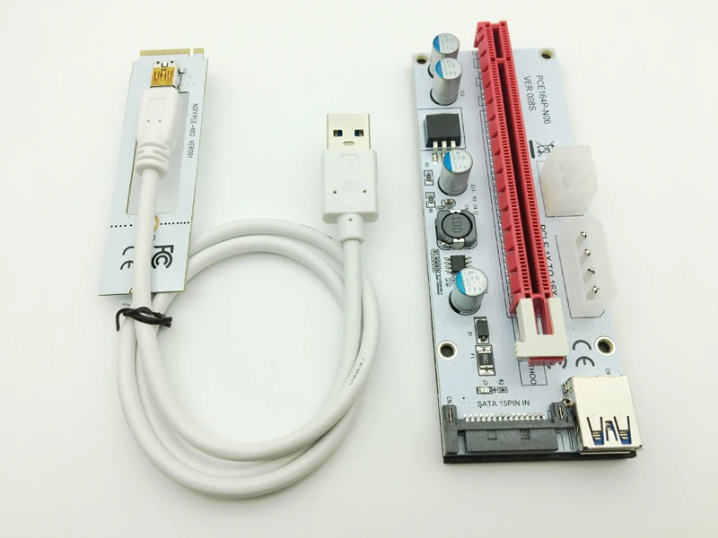 

Riser White 008S NGFF M.2 PCIE PCI-E 1X 2X 4X 8X 16X USB 3,0 адаптер карта 60 см кабель для передачи данных для майнинга биткоинов BTC Antminer