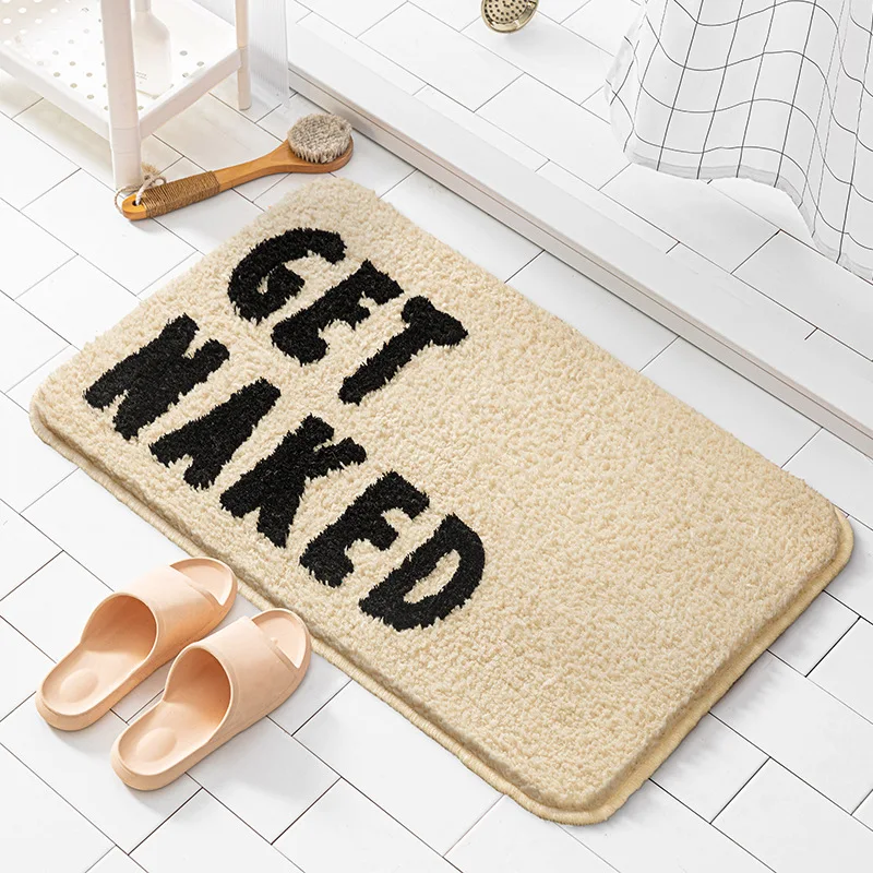 

Fluffy Bathmat Funny Letters Bathroom Rug Bath Tub Side Carpet Function Entrance Floor Door Anti Slip Mat Aesthetic Home Decor