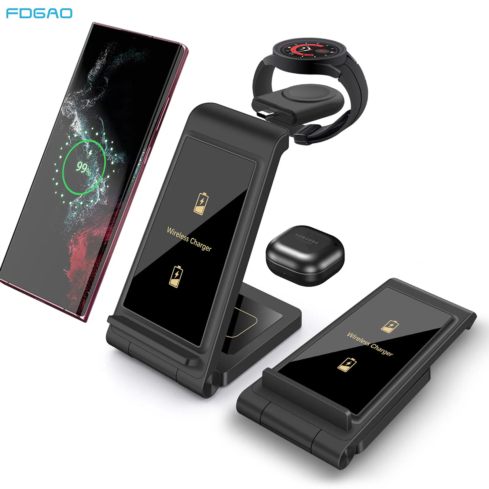 

Wireless Charger Stand For Galaxy Watch 5 4 Active 2 3 IN 1 Fast Charging Dock Station For Samsung S22 S21 Z Fold Flip 4 Buds