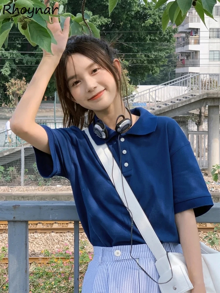 

Short Sleeve T-shirts Women Solid Cool Streetwear Preppy Young Casual Japanese Style Retro Kawaii Unisex Girlish Vintage Chic BF