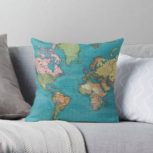 

Vintage Map Of The World 1897 Printing Throw Pillow Cover Cushion Office Wedding Car Home Waist Throw Anime Pillows not include