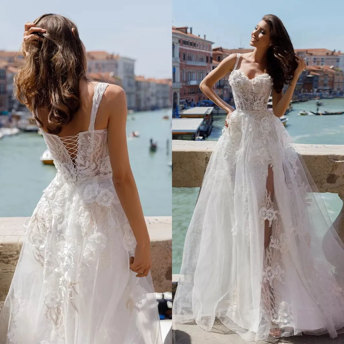 

Charming Mermaid Wedding Dresses Illusion Bustier Corset Bridal Gown with Slit 3D Flowers vestidos de novia
