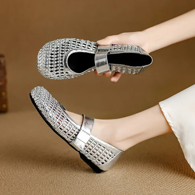 Серебряные полые дизайнерские джинсы Мэри весенние модные женские туфли на